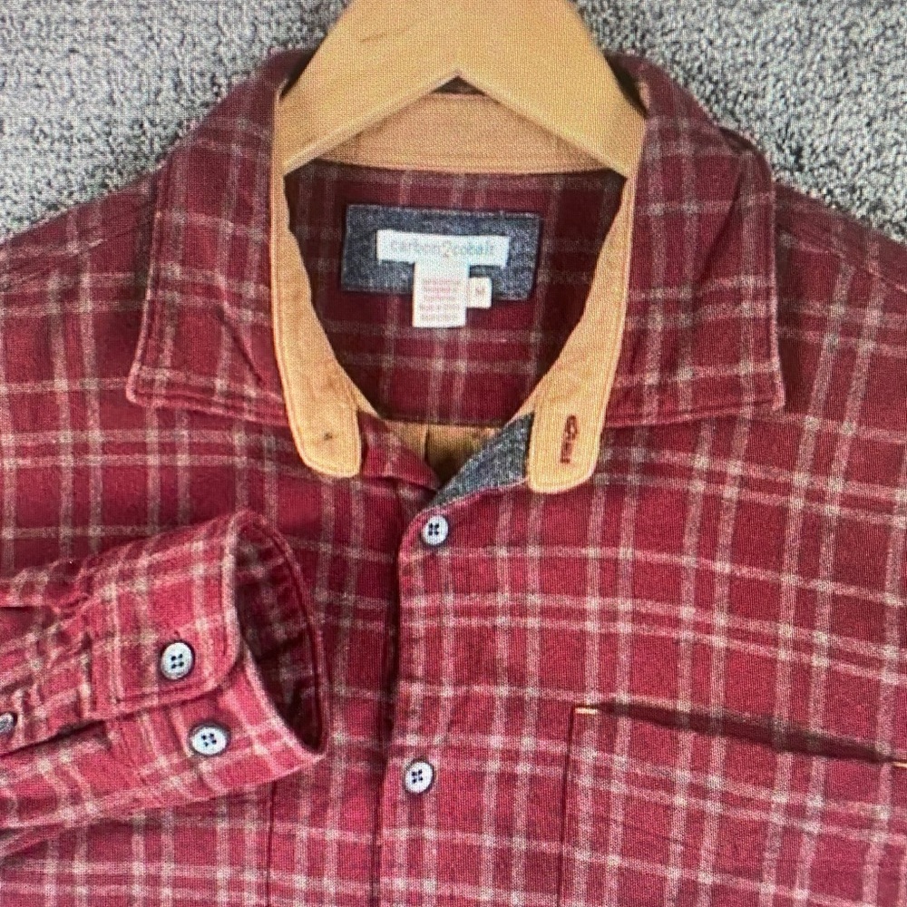 Men's Burgundy Plaid Casual Button Down Shirt